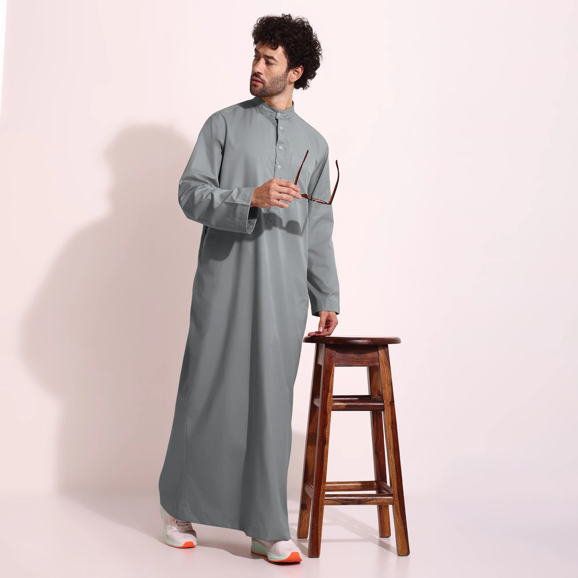 New Hot Sale High End Natural Mulbury Cotton Fabric Saudi Arab Men Wear Thobe Jubba Daffah Kurta