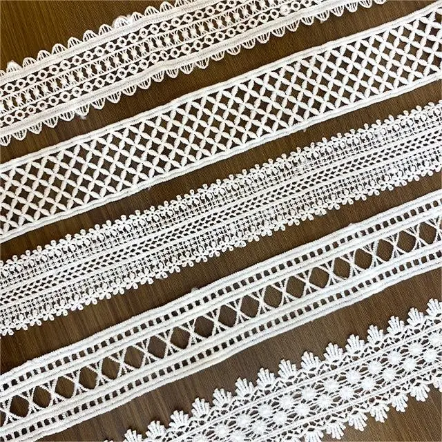 Milk silk hollow white barcode Lolita cheongsam skirt accessories water-soluble embroidery curtain small lace