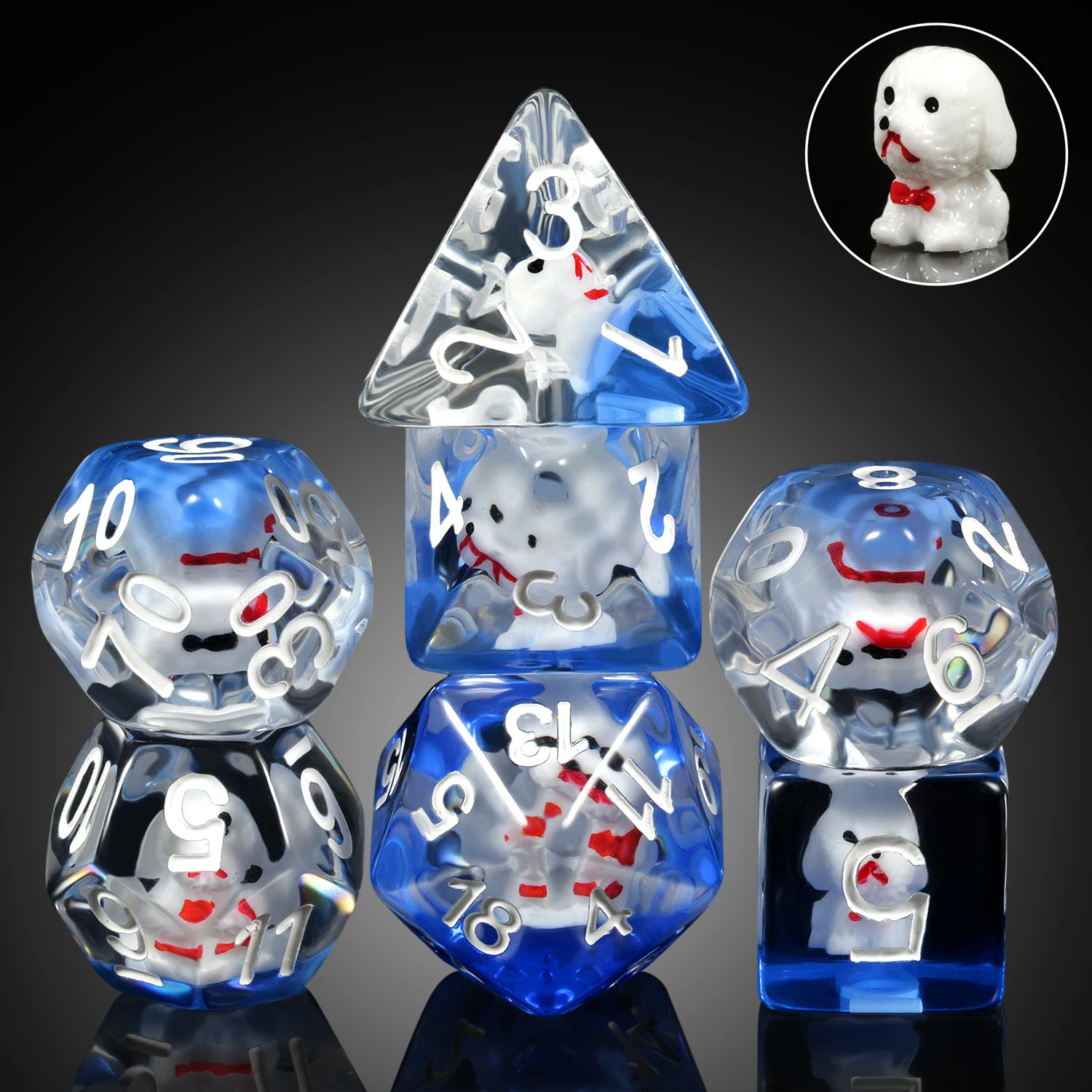 Оптовая продажа набор полимерных игральных костей D4 D6 D8 D10 D12 D20 d & игровые кости под заказ с сердечником животного для игры в Настольный футбол DND MTG
