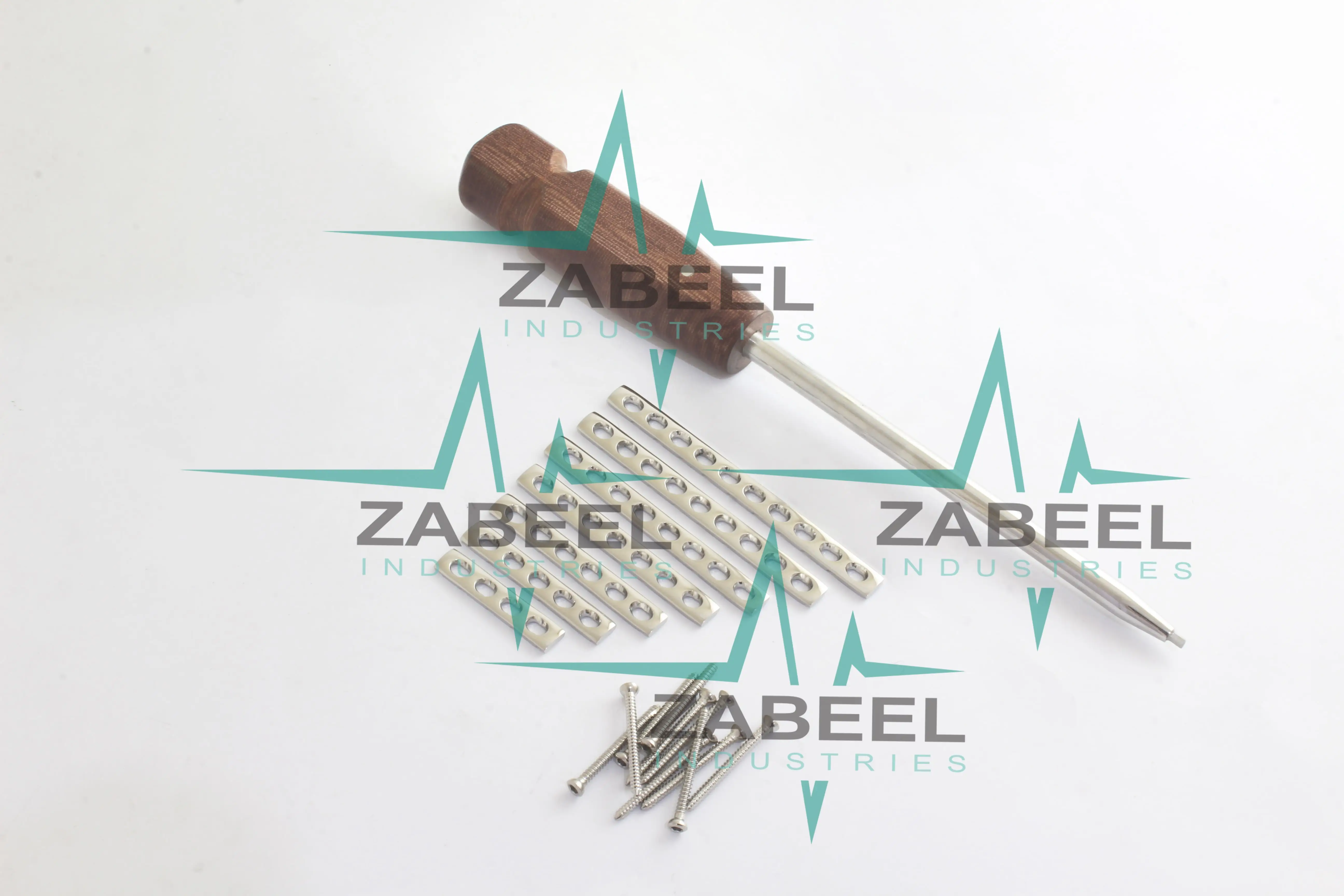 2.4mm LC-DCP Plates & Cortical Screws Set & Screws Driver 109 Pcs Ortho/Vet Implants + 1 PC of Hex Screw Driver by ZaBeel Indust