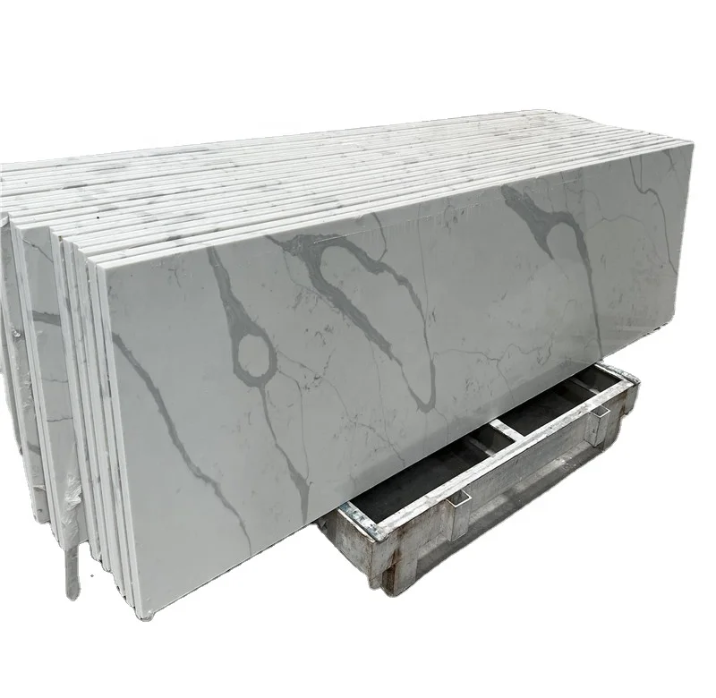 High quality quartz slab customized kitchen countertop and bathroom tub in calacutta look