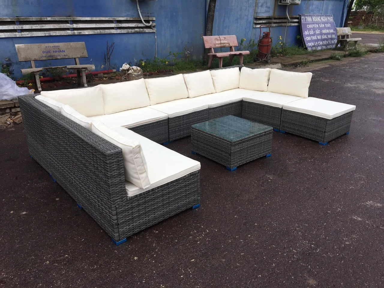 Набор 9 местный диван с тканевой большой салон otutdoor декоративный ламинат высокого качества мебель из ротанга