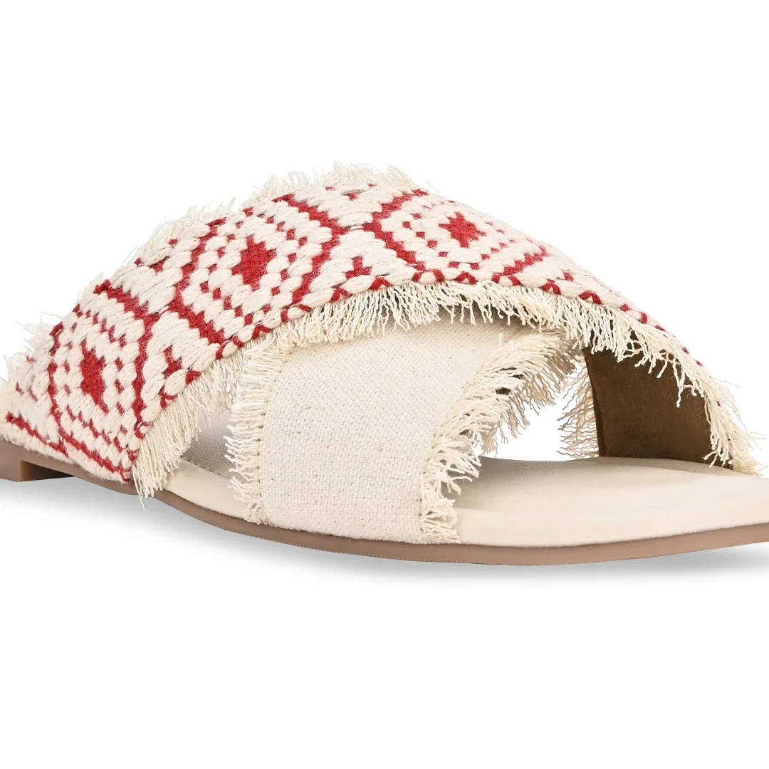 2024 fashion women square toe cross strappy slippers sandals wholesale new spring summer collection 2024 jute cotton hand made