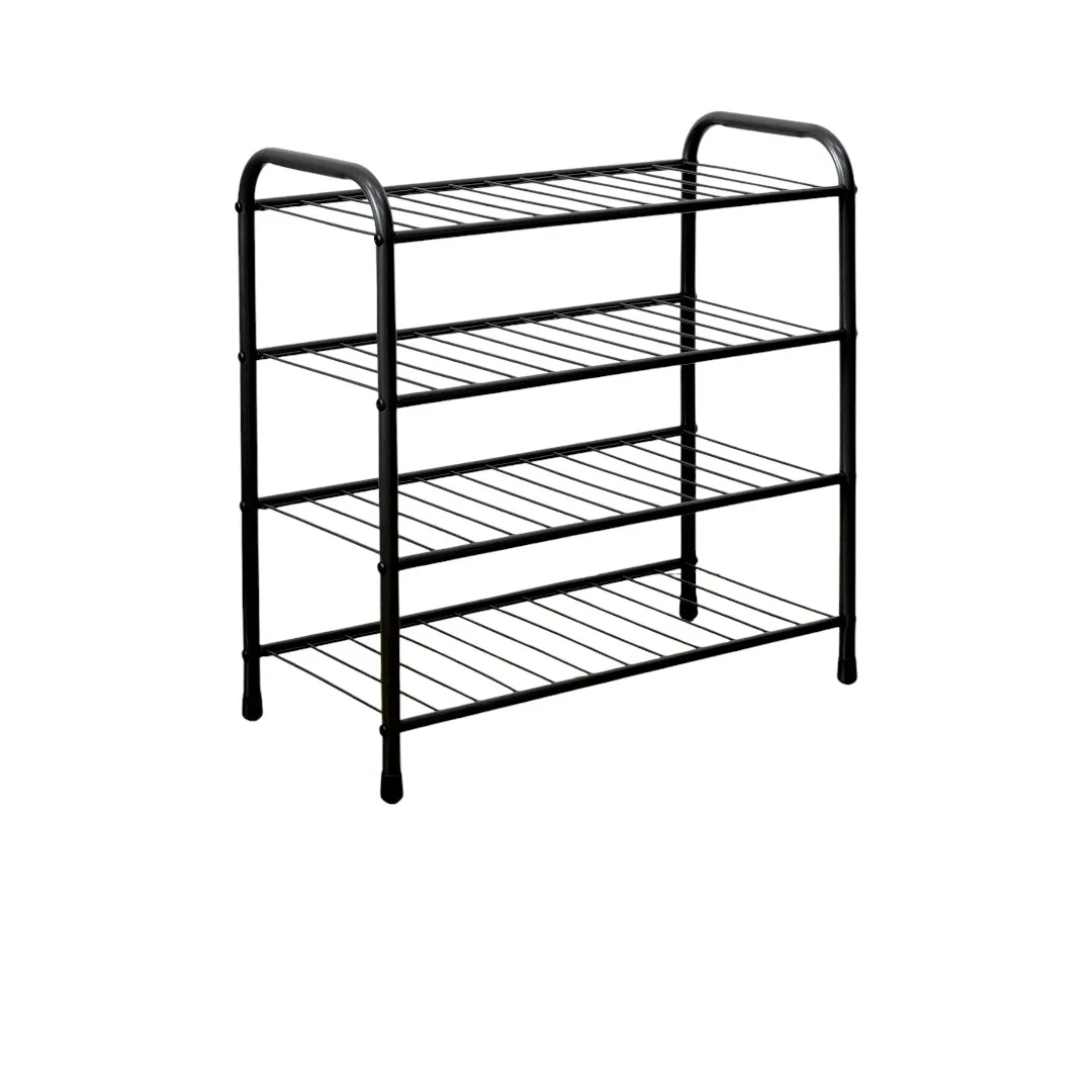 Hot Seller Durable Metal Shoe Organizer With Multiple Levels Of Wired Shelf For Ventilation 4-Tier Wire Shoe Rack (NF-401)