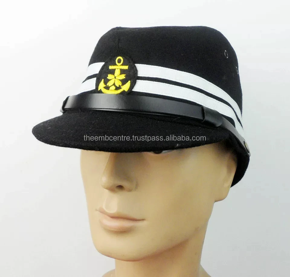 Wholesale OEM Customized Logo Navy Cap Hat Dark Uniform Cotton Printed Hot Sell Daily Use Cheap Navy Cap Transport Conductors