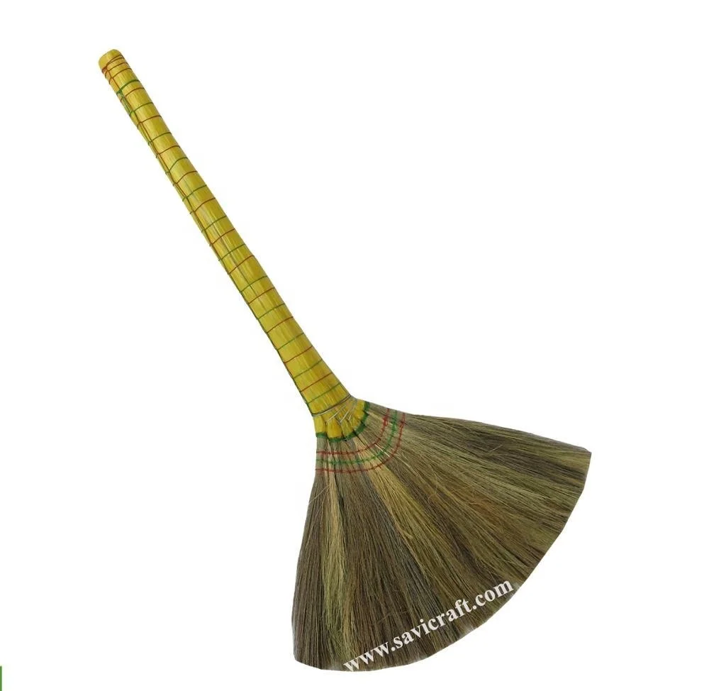 Vietnam grass sorghum grasss broom with colorful handle grass broom household kitchen item handicraf