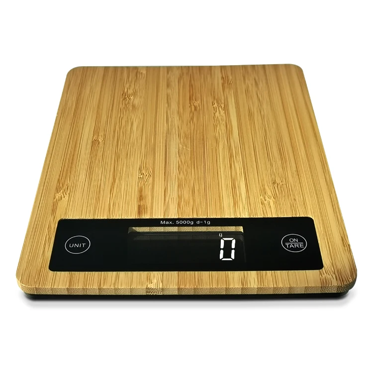 5kg 22lb Electronic Food Weighting Scales Wood Color Digital Vintage Kitchen Bamboo Weight Scale