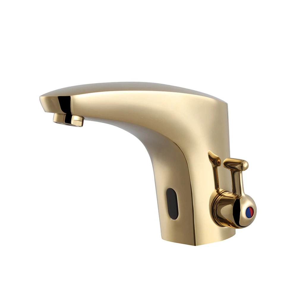 Non-contact Sink Faucet Bathroom Auto Sensor Tap Brass Single Hole Washbasin Faucet Mixer Gold