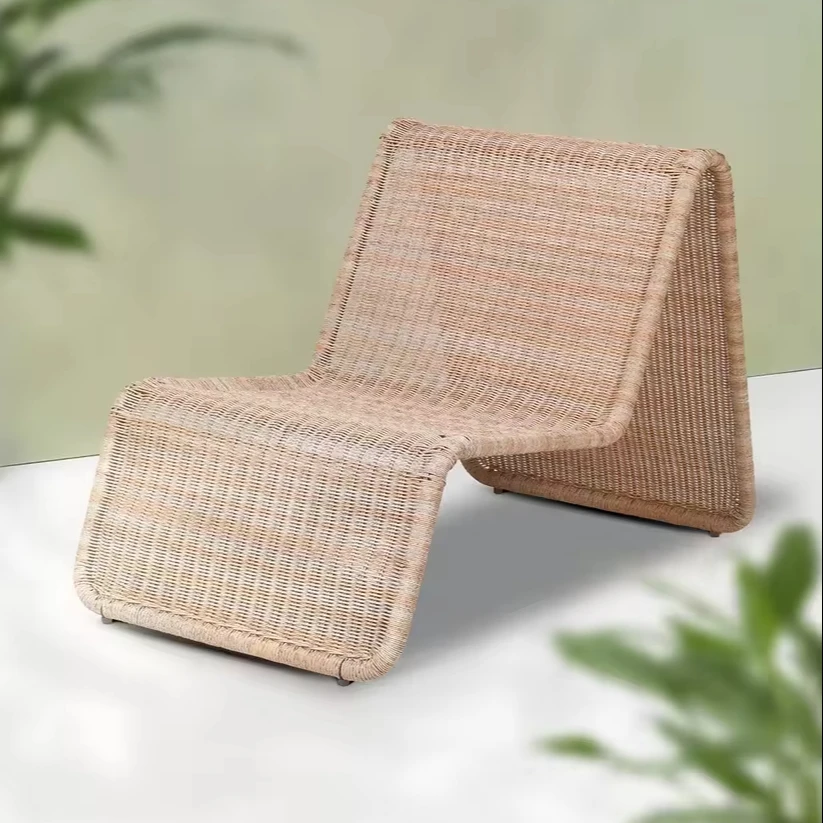 High-quality weather-resistant rattan wicker bamboo curvy outdoor lounge chair for home furniture manufacture from Vietnam