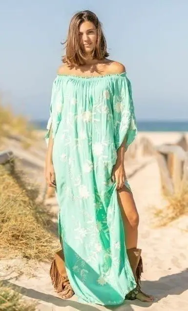 New Designs Ladies Rayon Embroidered Long Kaftan Dress Printed and Hand Dyed Tie & Dye at Factory Prices