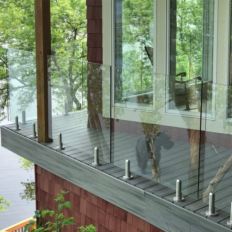 Frameless Balustrade Swimming Pool Glass Railing Round Spigots Glass railing system
