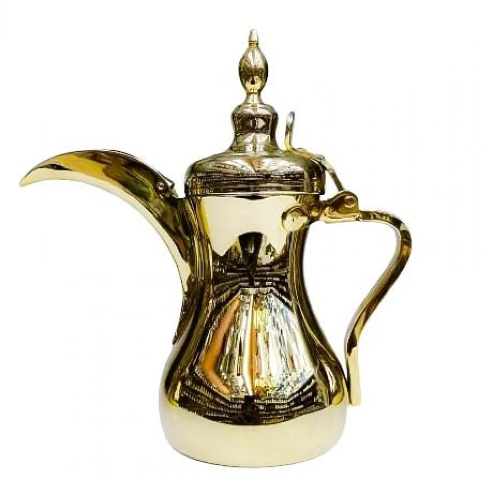 Cawa Cups Base Sets Long Spout Dallah Tea Pot Brass Metal Coffee Tea Pot Dallah Customized Arabic Coffee Dallah Sets