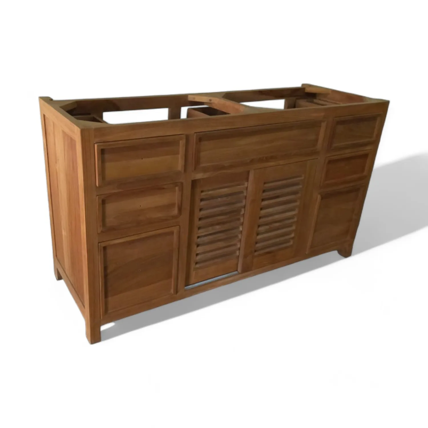 Contemporary Teak Wood Vanity Bathroom with Double Size with Custom Top and Size All Wood Bathroom Vanity Cabinet Furniture