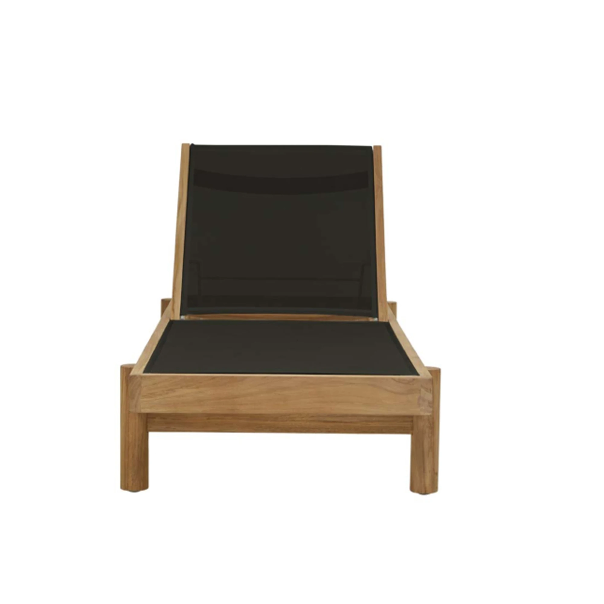Outdoor Garden Pool Sun Lounger Teak Wood With Batyline Fabric - Aleta