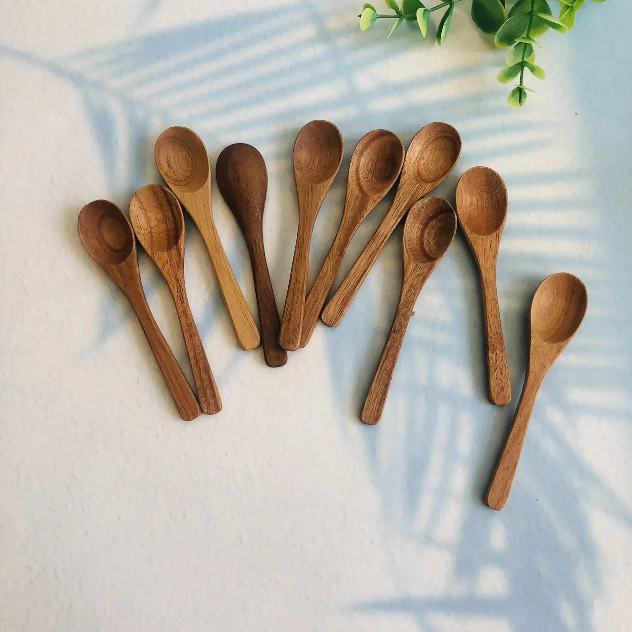 Mini Wooden Spoon Kitchen Spice Spoon Wood Sugar Tea Coffee Scoop Small Short Condiment Spoons Handicraft From Vietnam