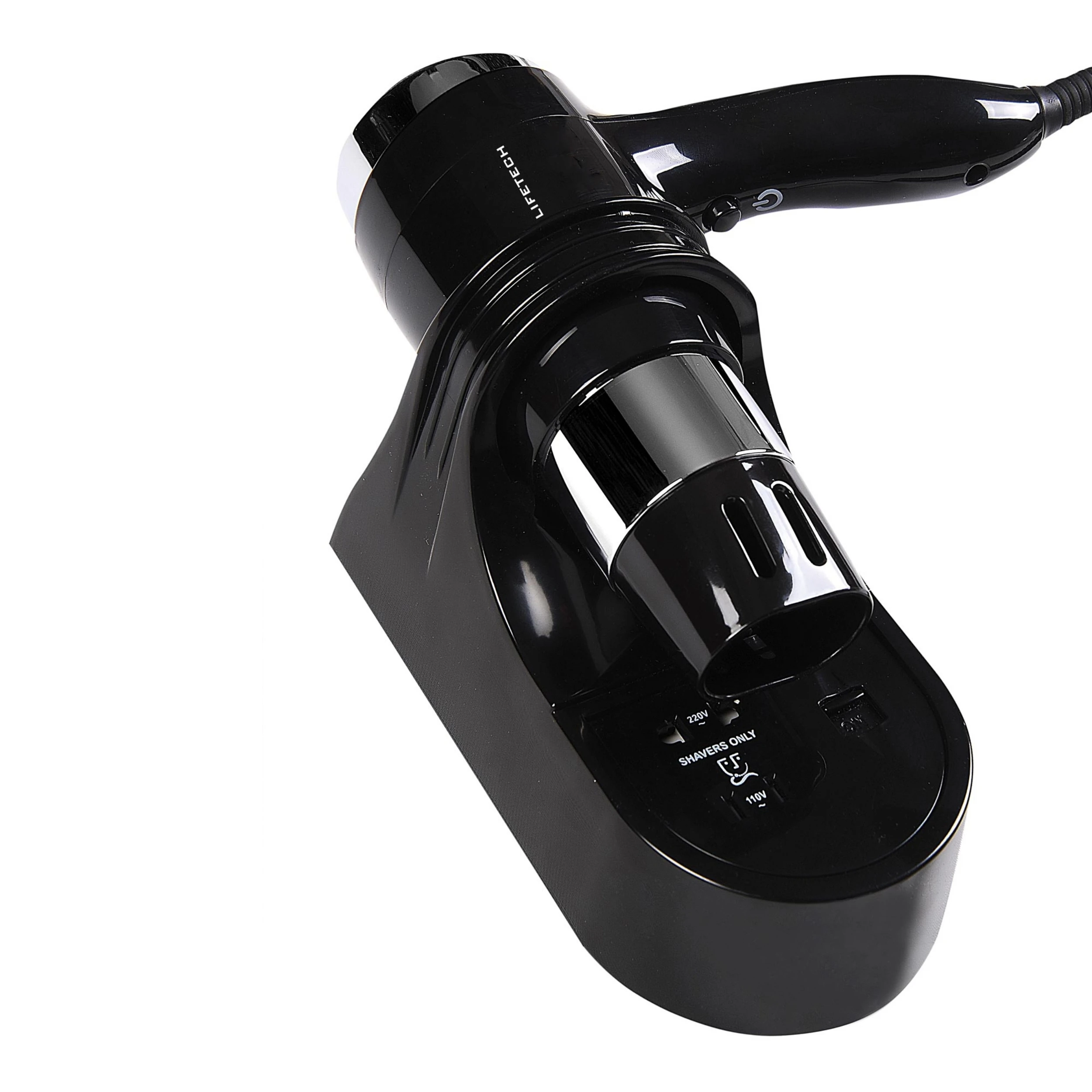 High Quality Wall Mounted Hair Dryer Hotel ABS Plastic With Shaver Sockets 1875W Black Best Price Best Product