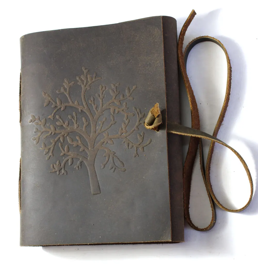 Personalized Organizer Old Tree Of Life Design Embossed Front Cover With Matching Strap Vintage Look Genuine Buffalo Journal