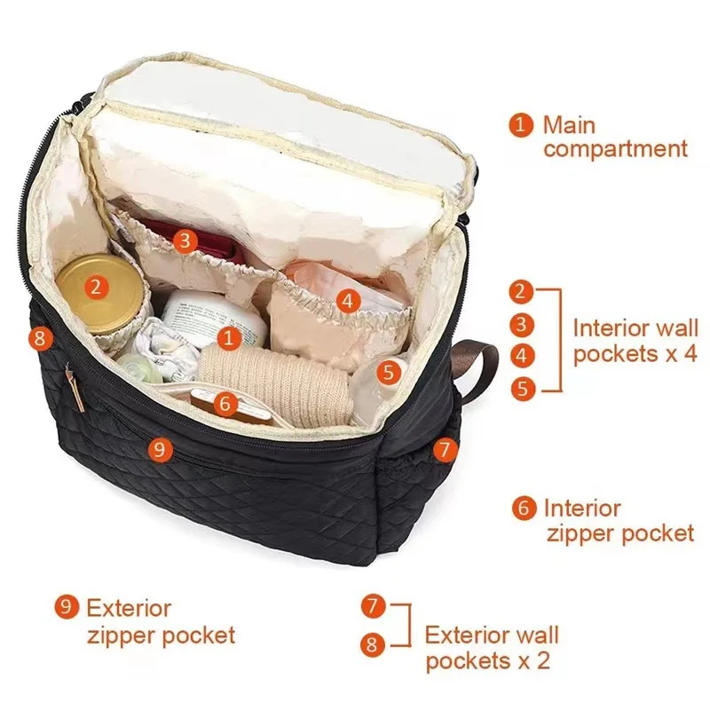 2024 baby product Folding Baby Backpacks multifunctional waterproof  baby diapers bags nappy diaper backpack