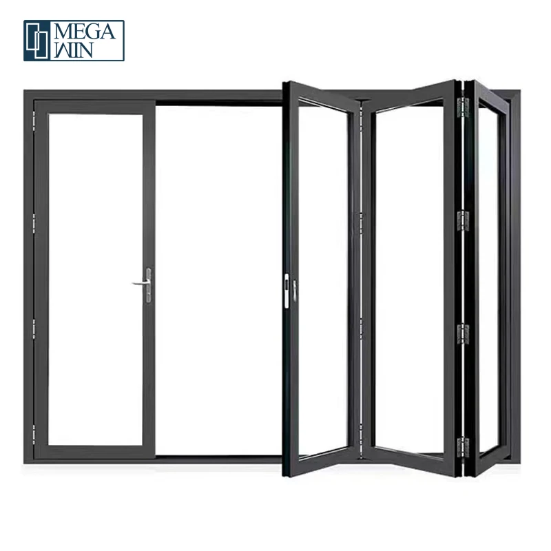 Foshan Doors And Windows Factory Price Patio Double Glazed Glass Exterior Sliding Bifold Aluminum Door