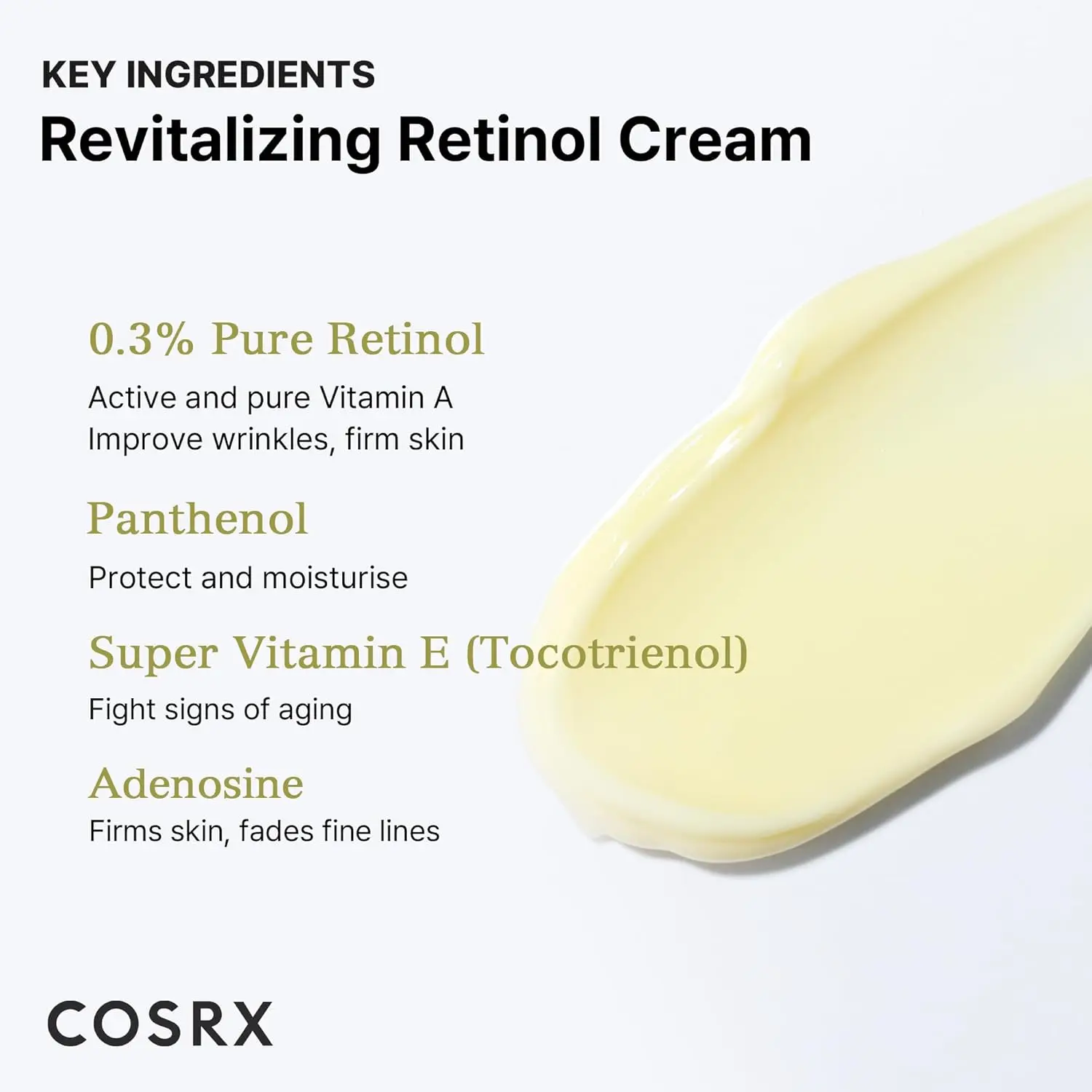 COSRX Retinol 0.3 Cream 20mL 0.67Oz Super Vitamin E + Panthenol for Youthful Looking Skin Korean Skincare  Anti Aging Cream