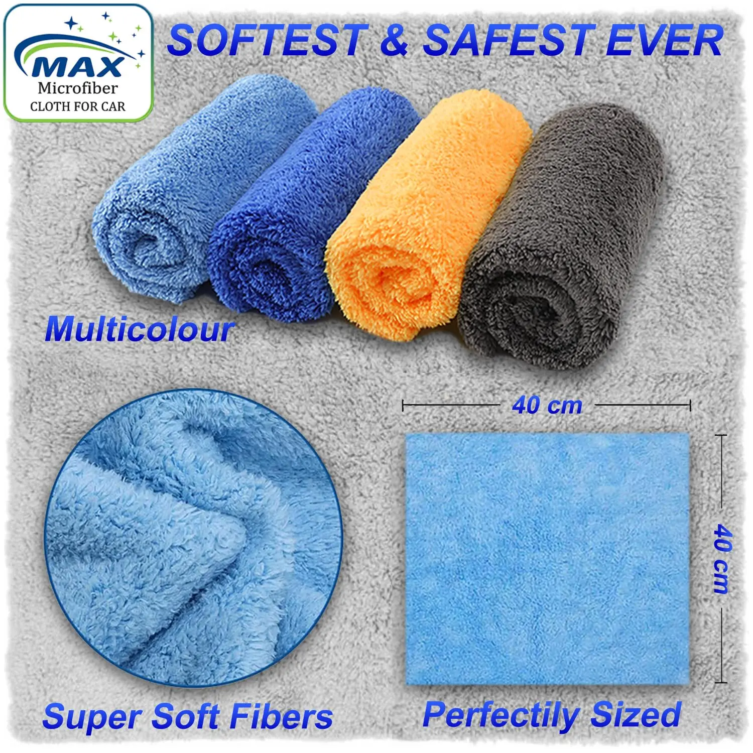 Direct Manufacturer Prices Microfiber Cloth (550 GSM, 4 Pc, 40 x 40 cm) Softest & SAFEST Ever Edgeless Coral Fleece Cloth