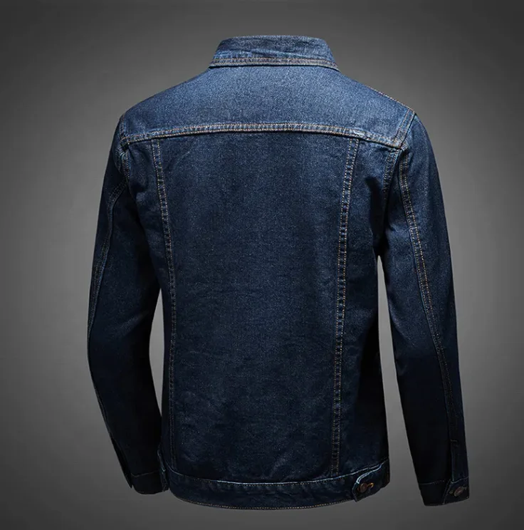 Wholesale blank men denim jacket long sleeve single button denim cowboy black jeans jacket for men