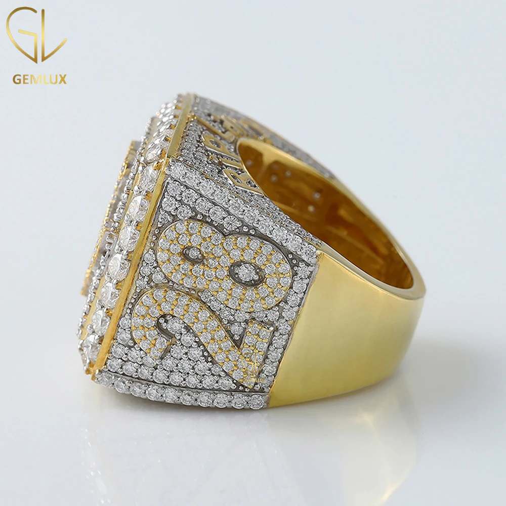 Trendy Design Custom Iced Out VVS Moissanite Diamond Letter Number Tester Passing Hip Hop Ring For Men