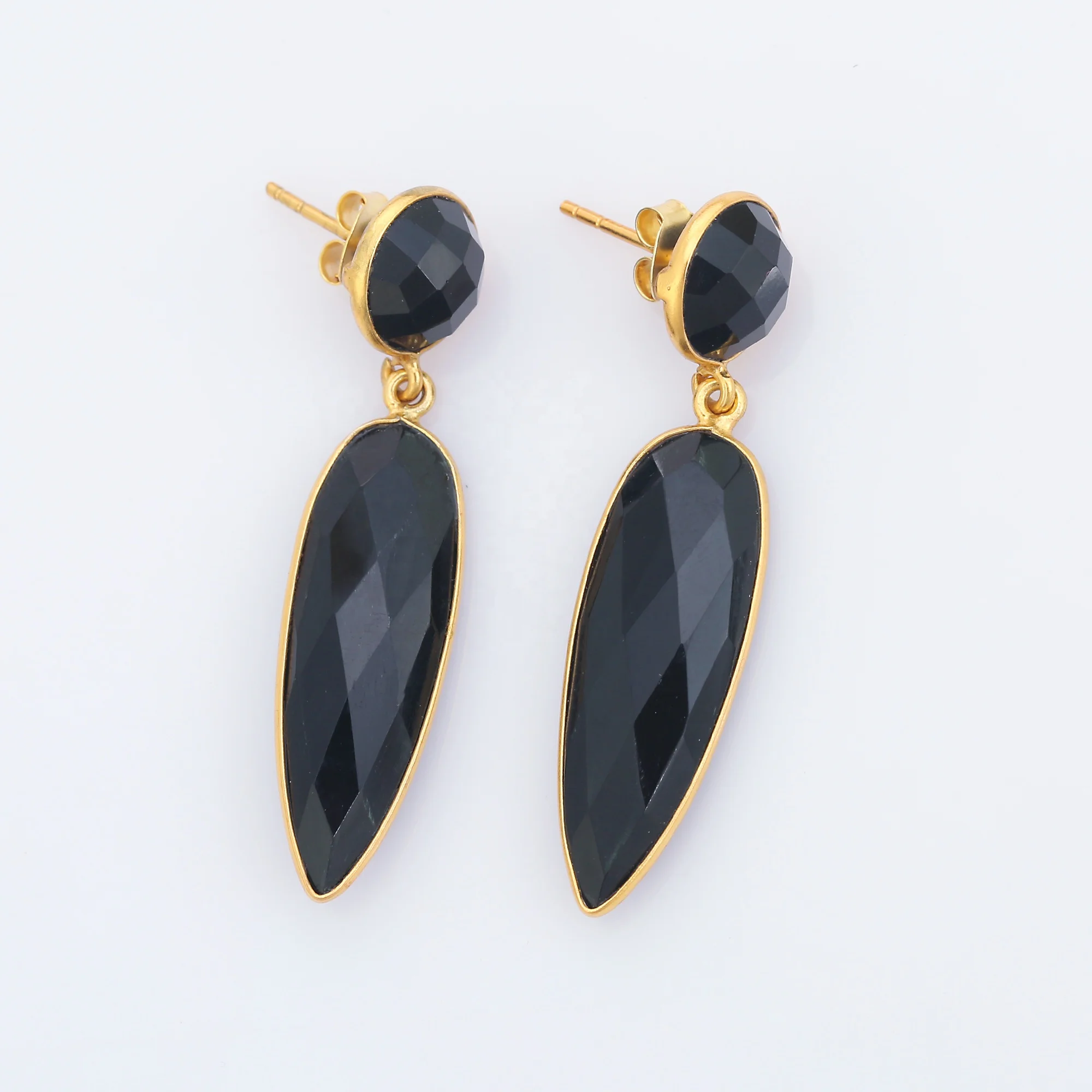 925 Sterling silver Black Onyx Fancy Earring Fancy Pear Shape And Round Wholesale Price Handmade Earrings