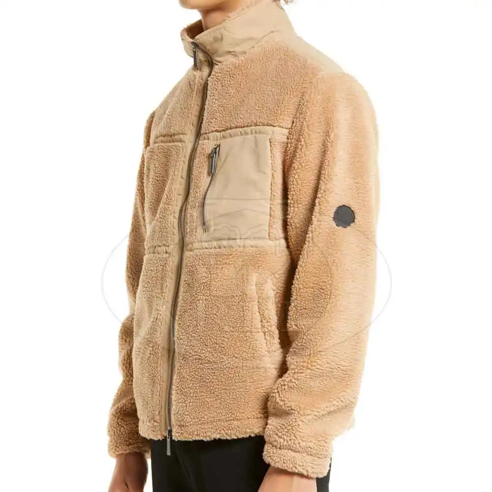 Good Quality Sherpa Fleece Custom Design Winter Thick Black And Custom Colors Sherpa Fleece Jacket for Men