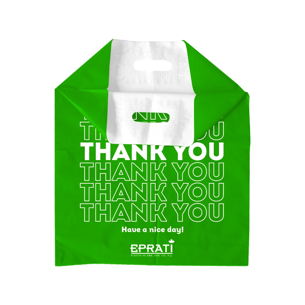 Disposable Eco-Friendly MDPE Reinforced Die Cut Plastic Handle Bag For Shopping from Turkey