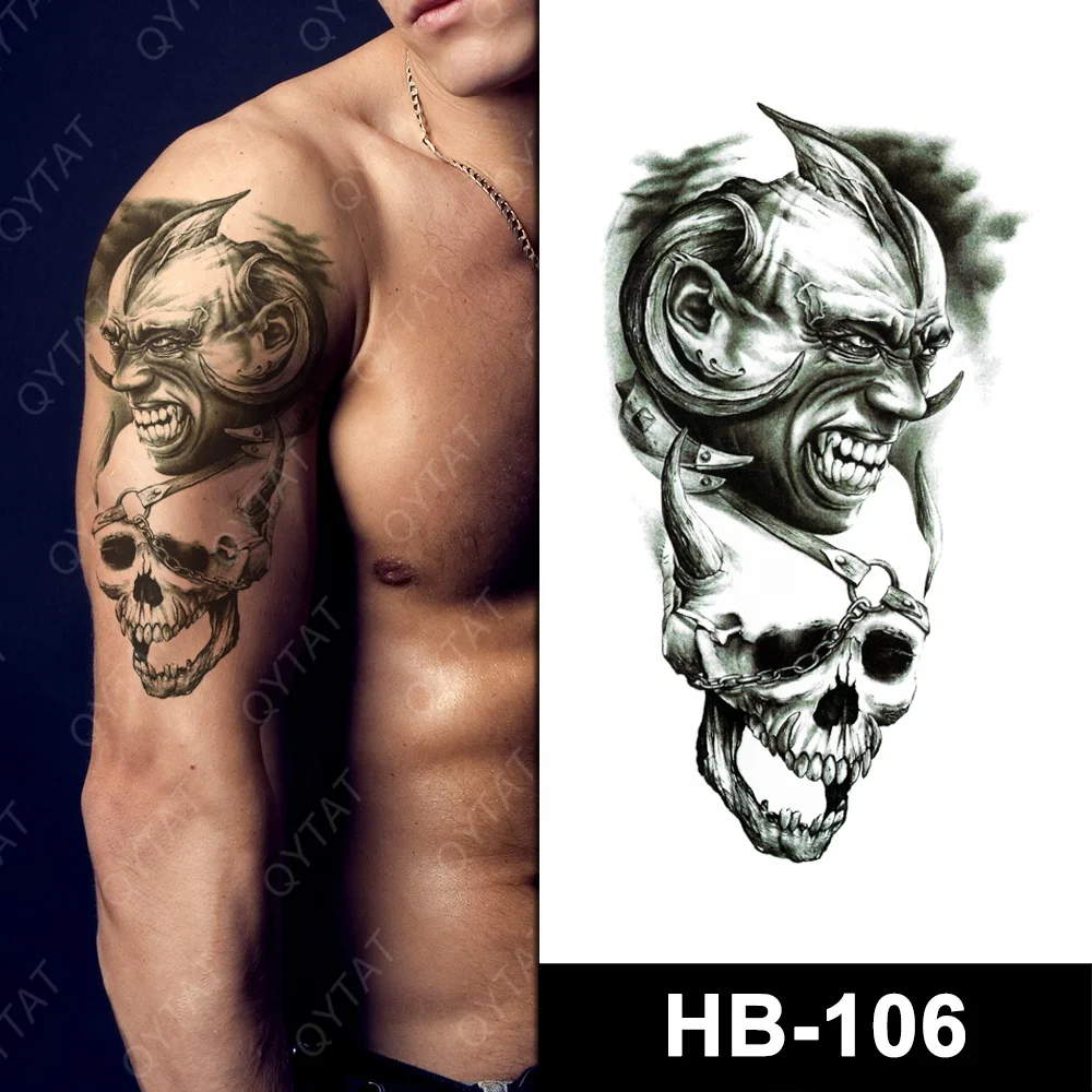 Waterproof Body Fashion Adults Temporary Tribal Skull Tatoo