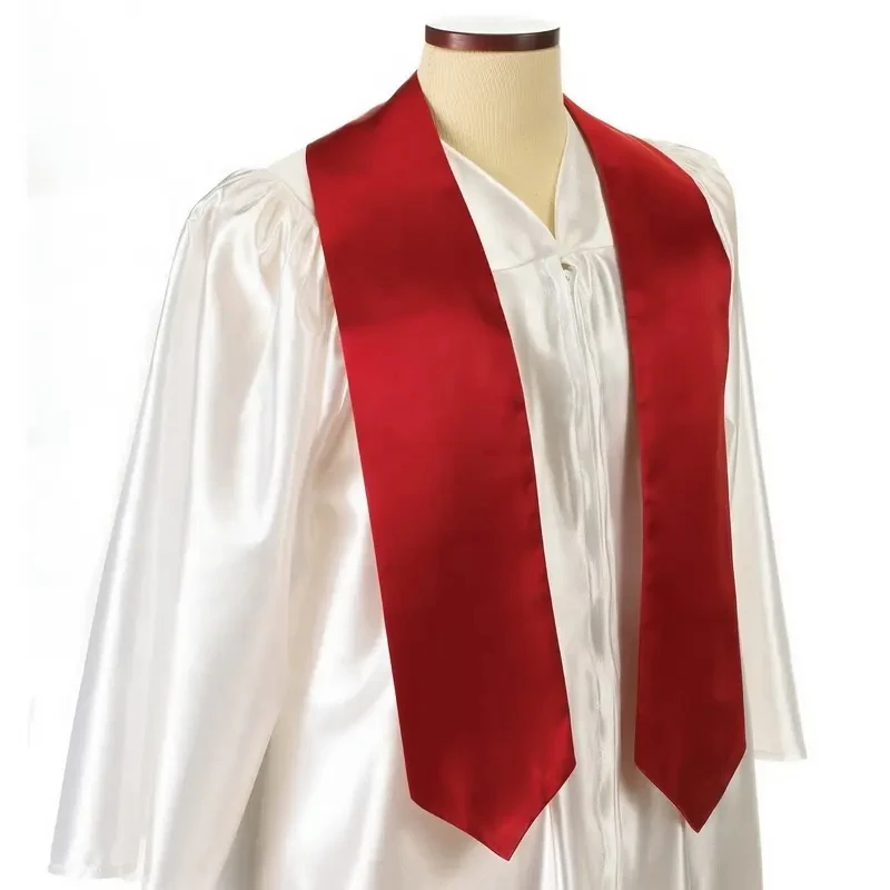 Best Quality Material Unisex Plain red graduation stole sublimation blank for Graduation Students wholesale factory price