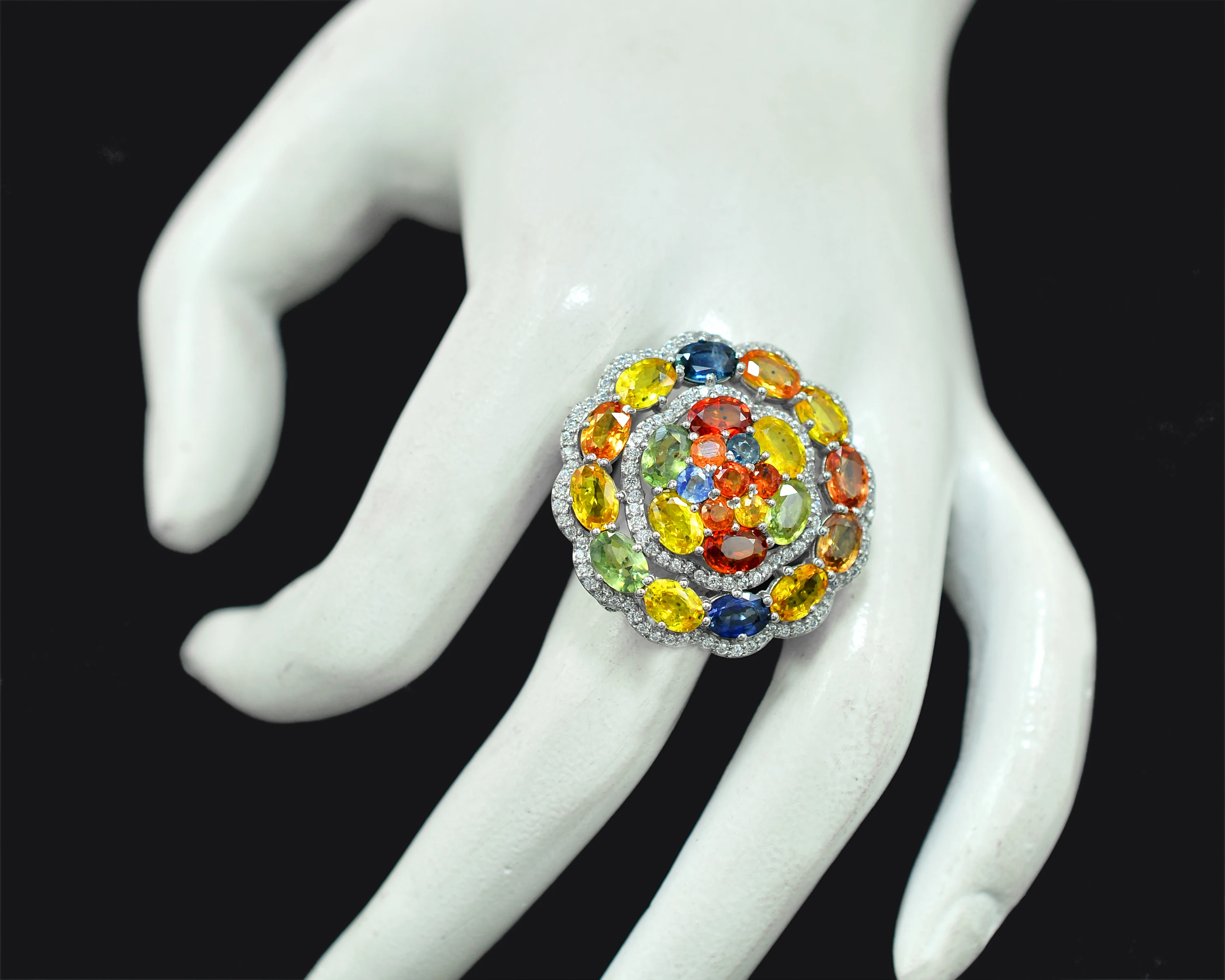 11.85 CTS Natural Multi Sapphire Women Ring Beautiful Art Deco Ring 925 Sterling Silver Women Ring Sapphire Jewelry Manufactures