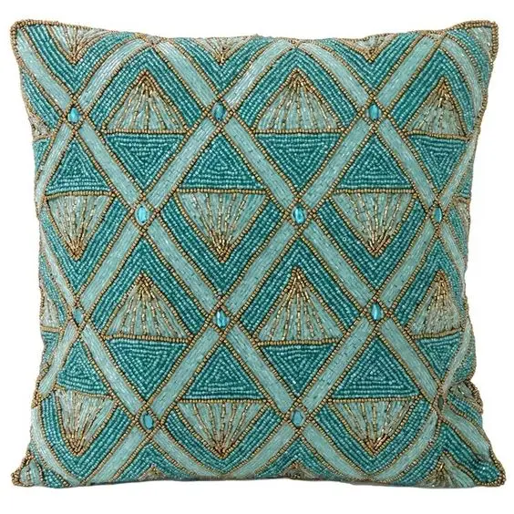 Seed Beads Embroidered Cushion Cover Home, Office, Restaurants Decorative Beaded Embroidered Cushion Cover Best Design