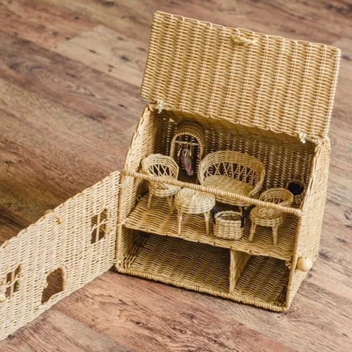 New Arrival Rattan Dollhouse for games Small house Playhouse Wicker High Quality for Kid Toy Wholesale Supplier