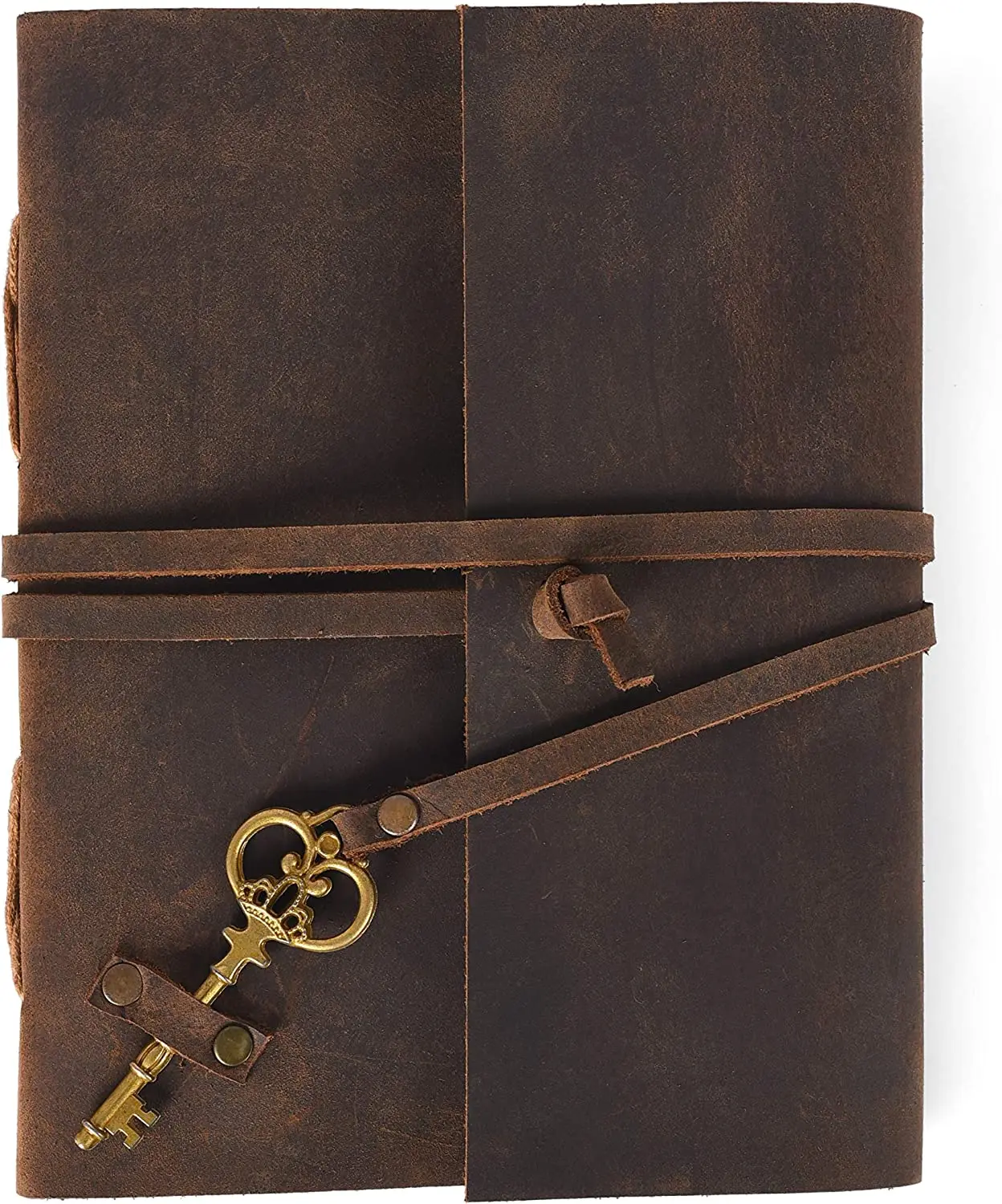 Leather Journal Travel Diary Handmade Vintage Bound Notebook For Men & Women Antique Key Genuine Buffalo Leather