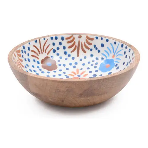 Snack Serving Bowl Attractive Design Excellent Quality Mango Wooden Bowl Fish Printed Use For Dinnerware