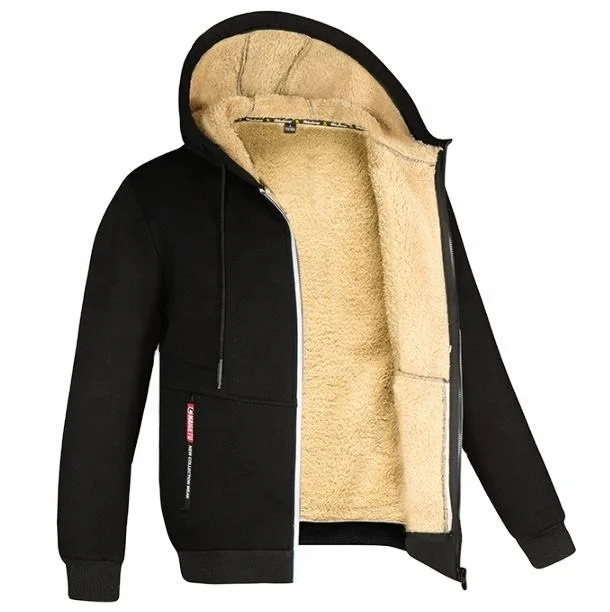 Premium Quality Men Double Layer Warmed Hoodie Wholesale Unisex Sherpa Fleece Zip Up Hoodies For Men And Women