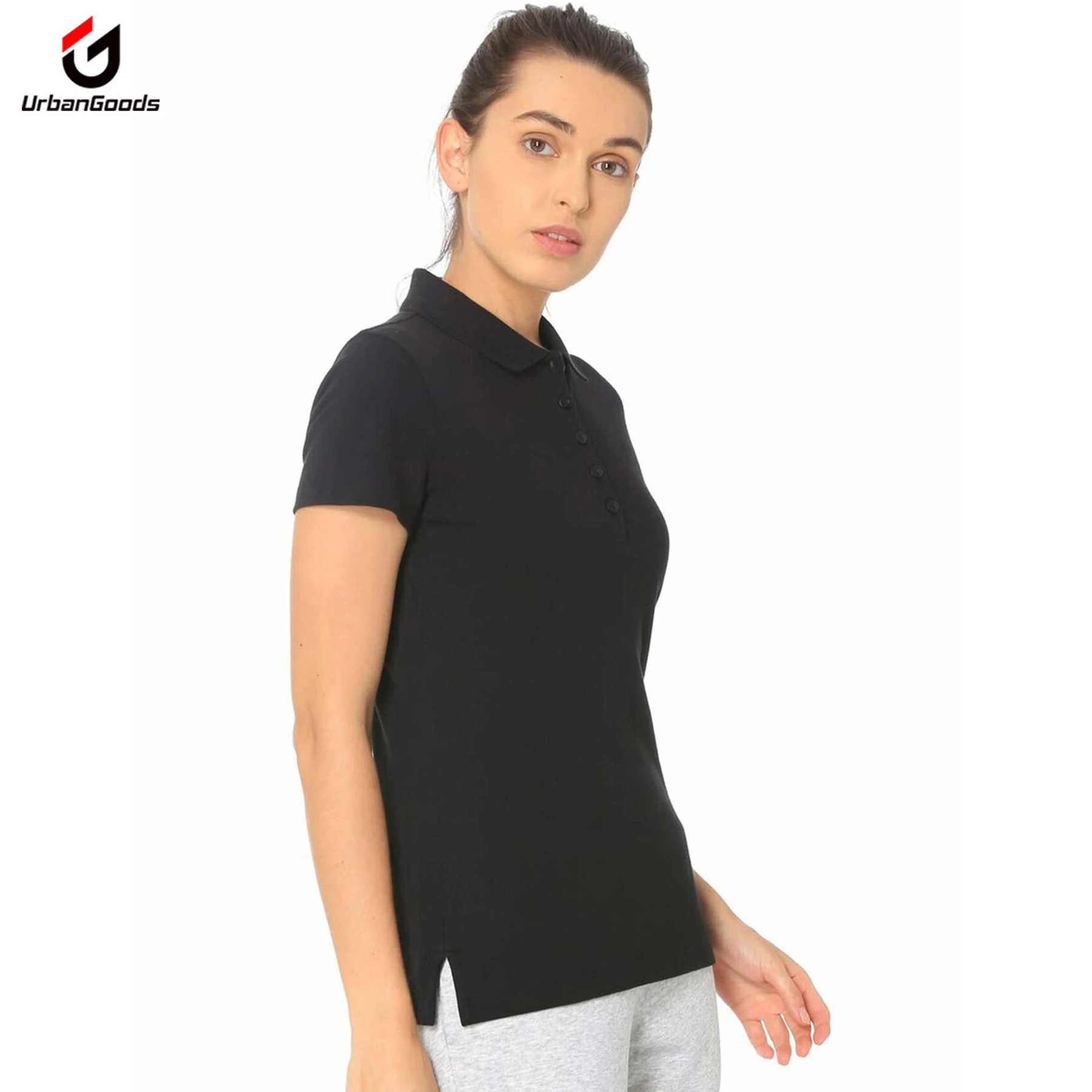 Custom Buttoned Polo Shirt Stretch Training Running Sportswear with Polo Collar Lightweight Short Sleeve Women Polo T-Shirt