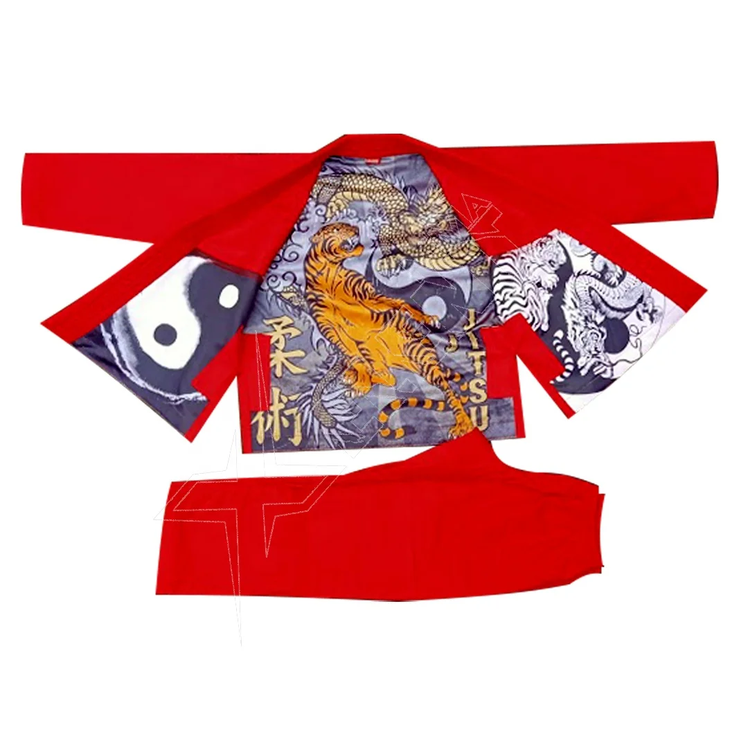 Get you fully customized BJJ Gi Uniform From PAkistan 450 GSM Hemp cotton bjj kimonos in Red color For your academies