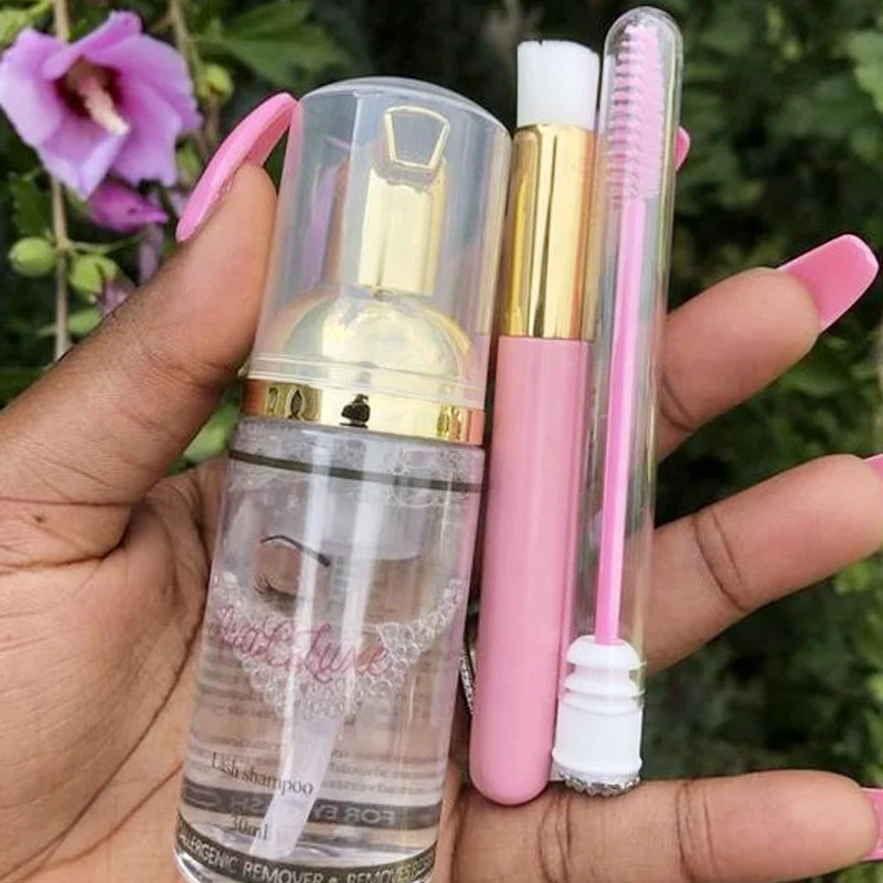 Make your own vegan lash shampoo kit private label wholesale lash extension cleanser 150ml eyelash extension shampoo