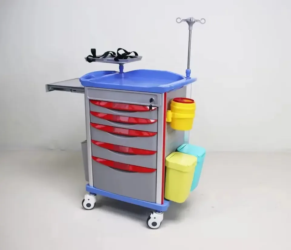 Hospital ABS Medical Emergency Trolley Crash Cart Medicine Trolley for Hospital use