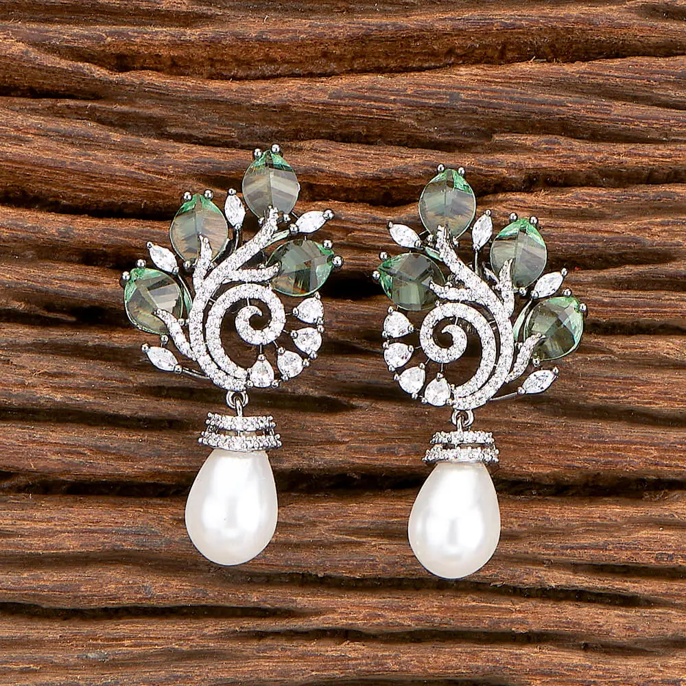 Stunning American Diamond Classic Short Cz Earring With Black Plating 428904 in Fashion Jewelry