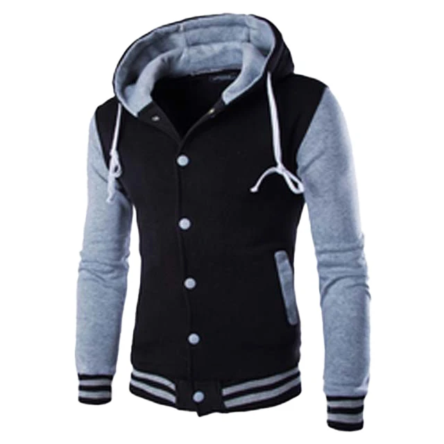 Classic Baseball Hoodies Men Spring Warm Patchwork Fleece Sweatshirts with OEM service