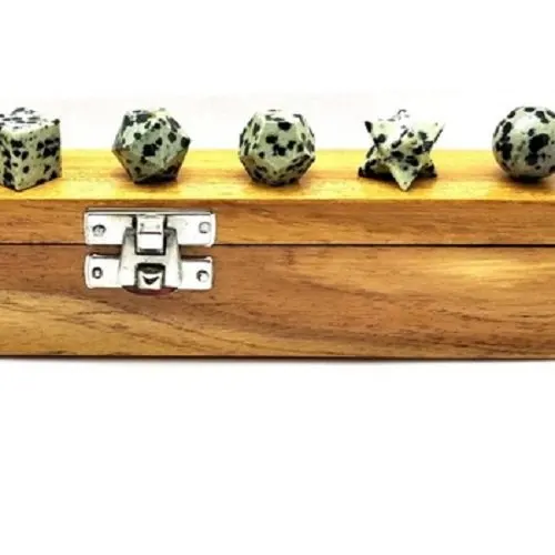Howlite Platonic Geometry Set | Bulk Geometry Set | Wholesale Crystals Geometry Dalmation Jasper Platonic Geometry Set