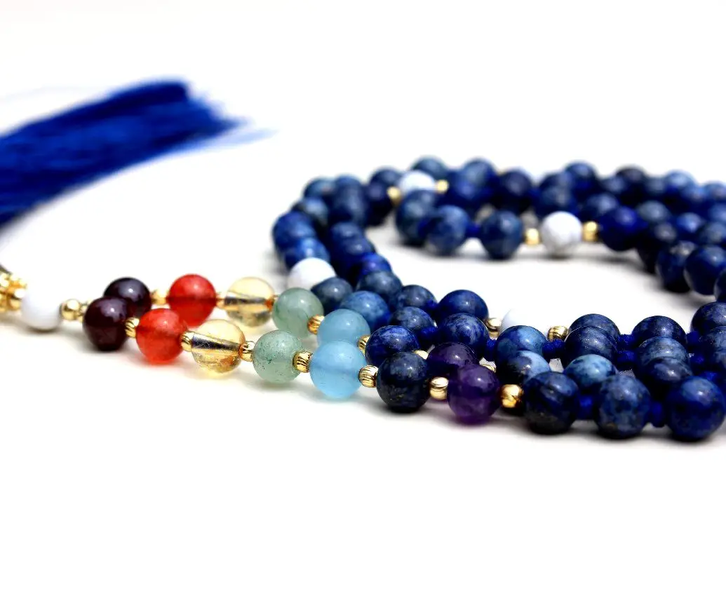 Buy Pulsera 7 Chakra Yoga Jewelry Lapis Lazuli 108 Knotted Mala Beads Handmade Indian Artist Beaded Necklaces Pearl Main Gifts