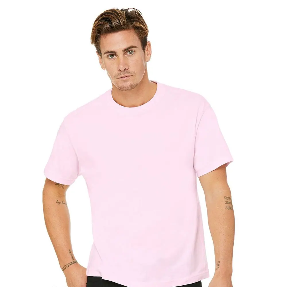 6 oz. Men Oversized Heavyweight Tee Classic Plain T-Shirt with Perfect Comfort Blend Breathable Fitted Streetwear Pink T-Shirt