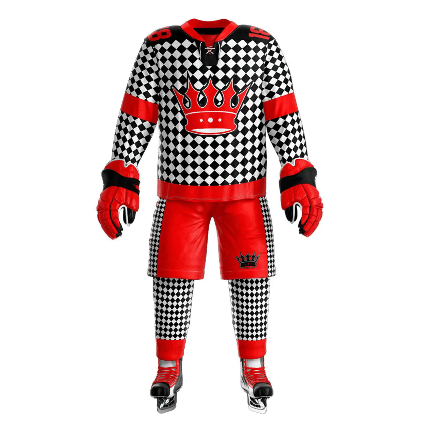 100% Polyester Mesh Fabric Custom Made Hockey Uniform Set Full Sublimation Printing Ice Hockey Jersey Socks And Pants Shell