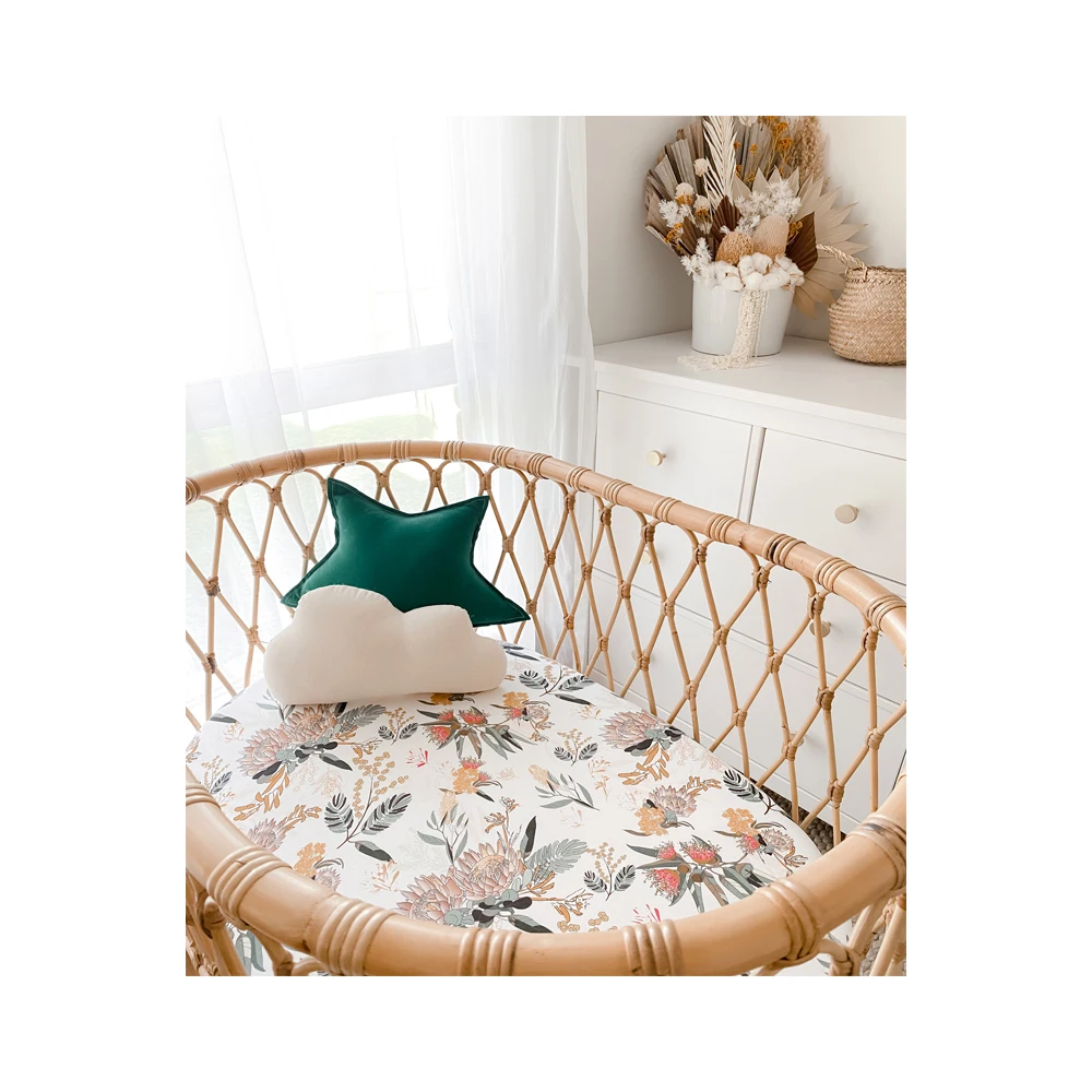 Baby Cotton Bamboo Jersey Stretch Fitted Bassinet Sheet Set Cradle Sheets For Bassinet Pad Crib