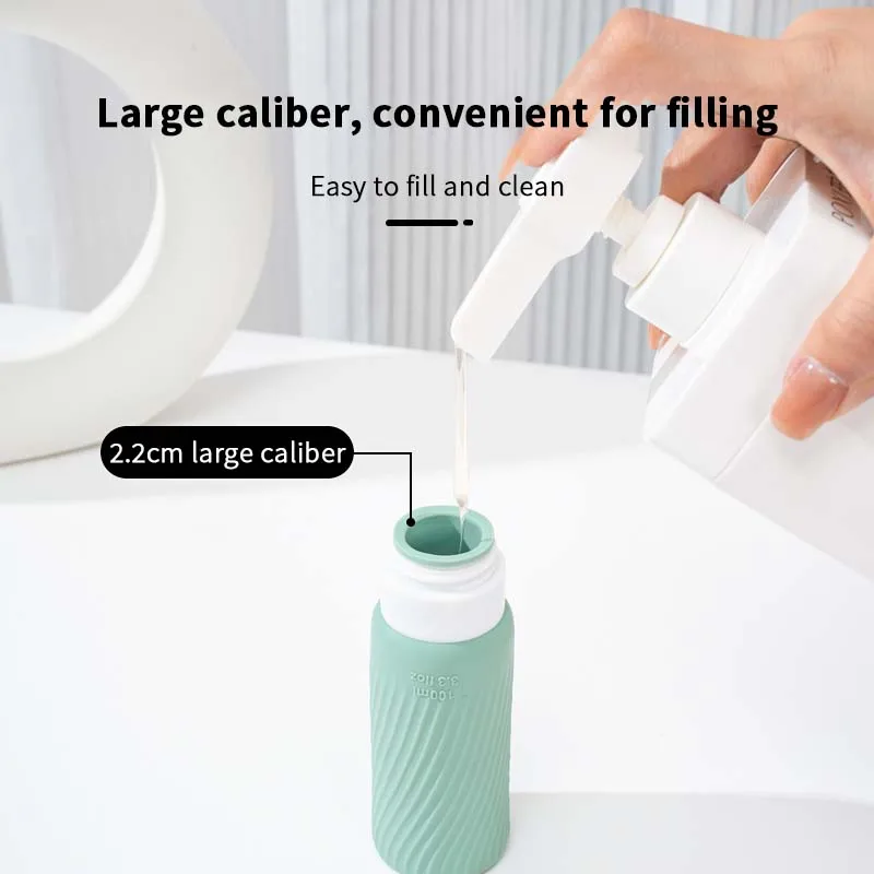 Eco-Friendly Clear Silicone Travel Bottles with Suction Cup Bases - Compact, Portable, and Leak-Resistant for Air Travel